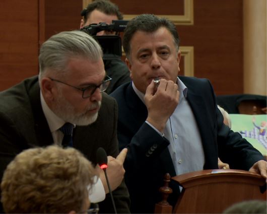 NDODH NË KUVEND/ Deputeti i PS flet, Noka i afrohet dhe i bie pa pushim bilbilit