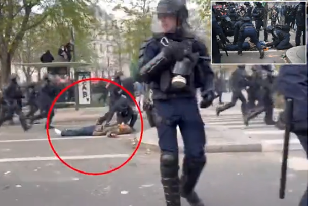VIDEO E RËNDË/ Protestat e dhunshme, policia franceze lë pa ndjenja protestuesin