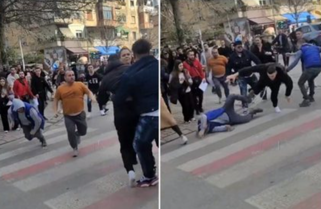VIDEOLAJM/ Sherr masiv në mes të Tiranës, vajza e tmerruar përpiqet të ndajë djemtë