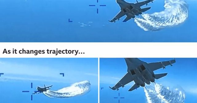 PAMJET/ Publikohet momenti i përplasjes së avionit rus me dronin amerikan