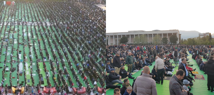 PAMJET/ Myslimanët kremtojnë sot Fitër Bajramin, mijëra besimtarë mbushin sheshin “Skënderbej”