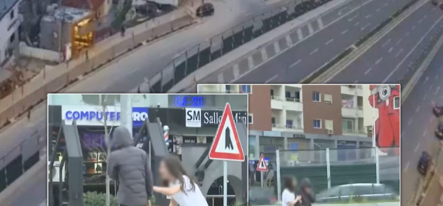 NDODH LIVE NË ASTIR/ Te i njëjti vend i aksidentit fatal, dy të mitura kalojnë rrugën teksa gazetari raportonte (VIDEO)