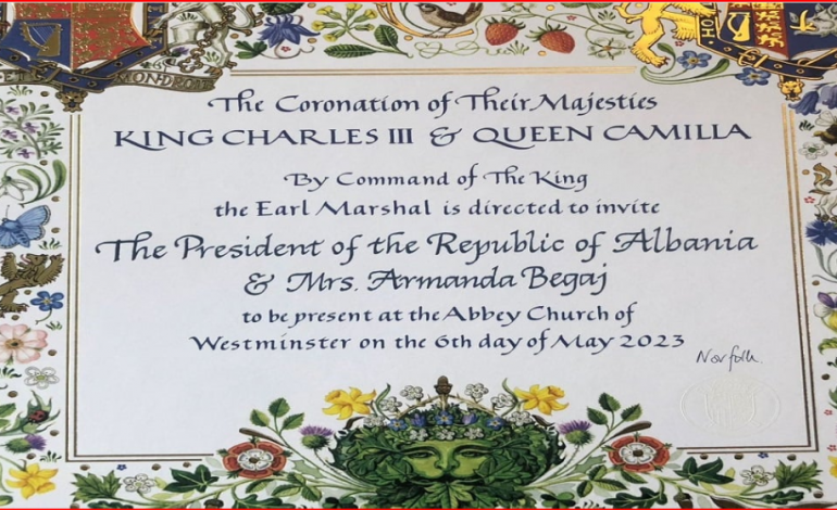 PUBLIKOHET FTESA/ Presidenti Begaj i shoqëruar nga Zonja e Parë, marrin pjesë në ceremoninë e kurorëzimit të Mbretit Charles III