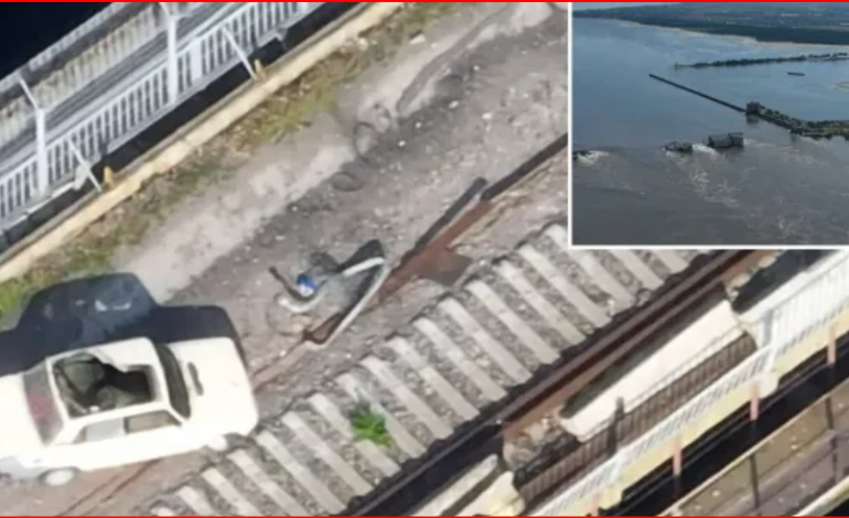 PUBLIKOHEN IMAZHET E FILMUARA ME DRON/ Rusia shpërtheu digën Kakhovka me një “Lada” plot me eksploziv