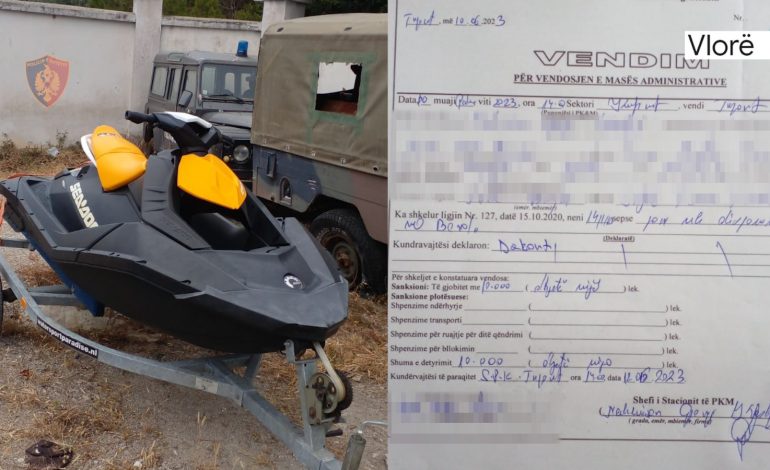 POLICIA AKSION NË BREGDET/ Bllokohen 2 “Jet Ski” dhe 1 gomone në jug, gjobiten pronarët e tyre
