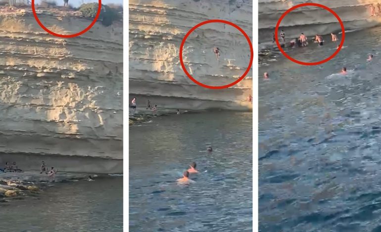 MOMENTE TMERRI/ Shqiptari hidhet nga shkëmbi në ujë në Maltë, plagoset rëndë (VIDEO)