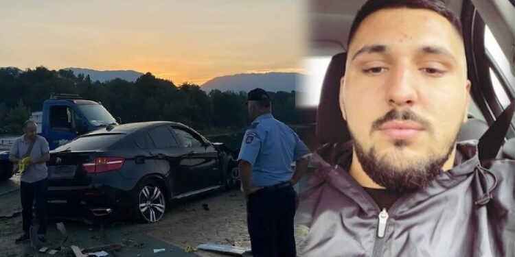 PAMJET E FRIKSHME/ “Fluturoi” me BMW-në luksoze mbi digën e liqenit, ja momenti kur i riu “çan” barrierat e digës