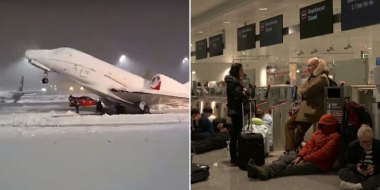 KAOS NË AEROPORTIN E MYNIHUT/ Avionët të mbuluar nga bora! Anulohen fluturimet, paralizohet transporti në Gjermani