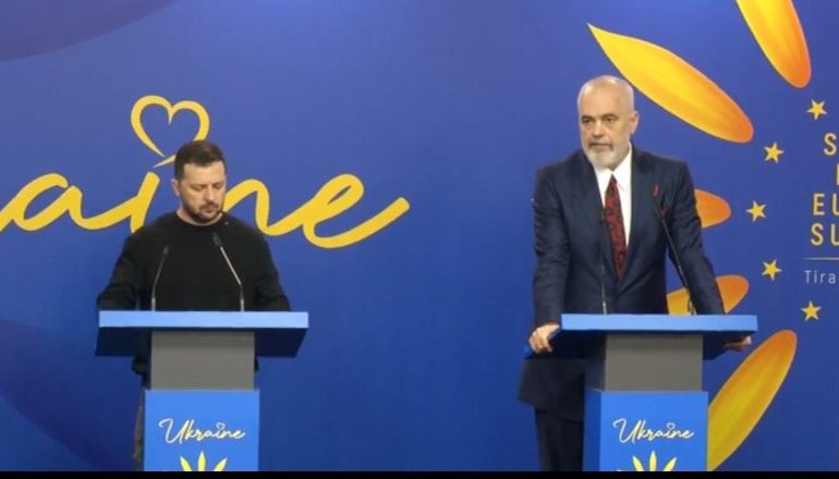 SAMITI NË TIRANË/ Rama në konferencë me Zelenskyn: Qëndrojmë krah Ukrainës në mënyrë të palëkundur deri kur të vijë paqja