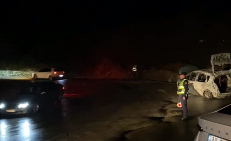 DETAJET E PARA/ Përfshihet nga flakët makina në aksin Pogradec-Korçë, ja çfarë ndodhi me shoferin
