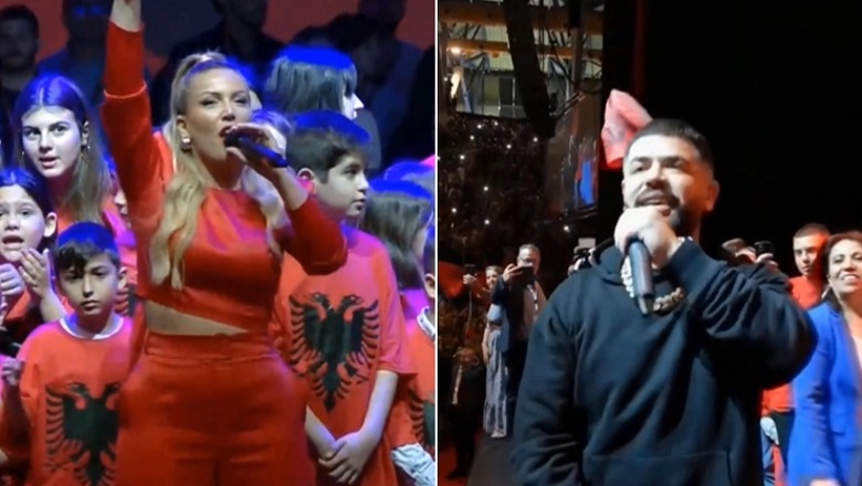 FESTË NË ATHINË/ Noizy dhe Era Rusi ‘ndezin’ stadiumin plot me shqiptarë! Atmosferë elektrizuese