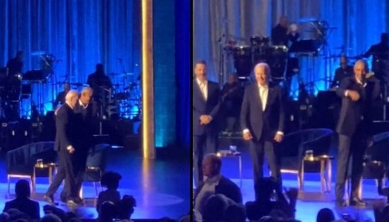 ÇFARË NDODHI ME BIDEN? “Ngrin” në skenë, Barack Obama e tërheq për krahu (VIDEO)
