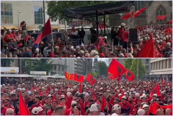 SHQIPTARËT "PUSHTOJNË" GJERMANINË/ Dortmund “vishet” kuqezi, shihni atmosferën fantastike (VIDEO)