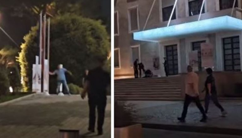 QËLLOI ME GURË NË DREJTIM TË KRYEMINISTRISË/ Ndalohet 45-vjeçari! Policia: Ishte i dehur dhe me probleme mendore