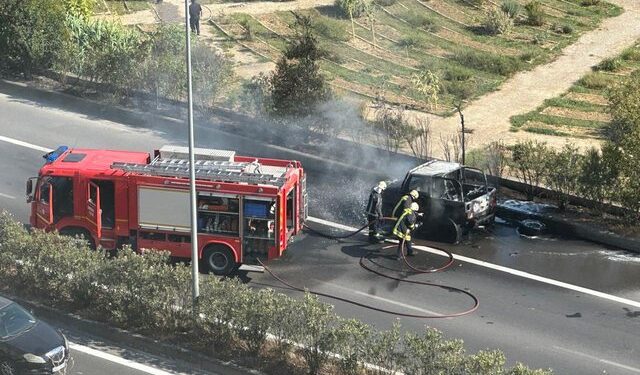 FOTOLAJM/ Përfshihet nga flakët në ecje, shkrumbohet makina afër Kopshtit Botanik