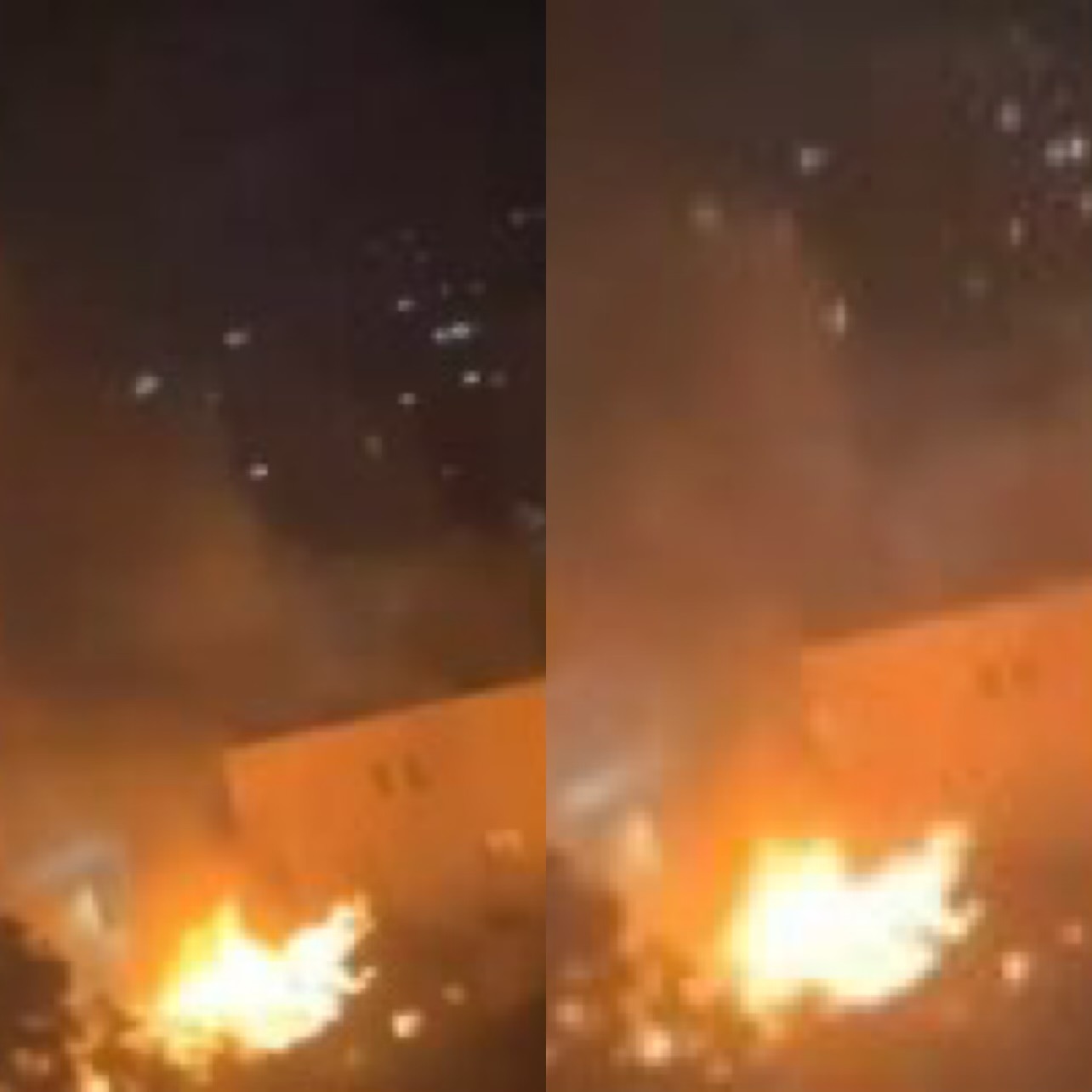VIDEOLAJM/ Zjarr në një ish magazinë shtetërore në Kamëz, flakët përfshijnë disa dyqane