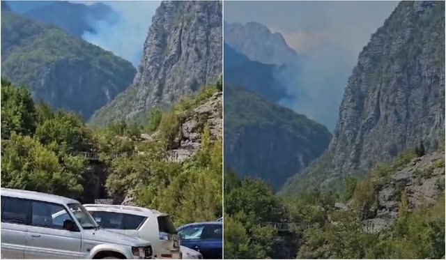 ZJARR NË AFËRSI TË SYRIT TË KALTËR NË DHËRMI/ Rrezikojnë të digjen banesat