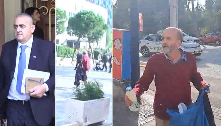 VIDEOLAJM/ Incident në kryesinë e Kuvendit, Fredi Beleri goditet me vezë e kos nga një qytetar