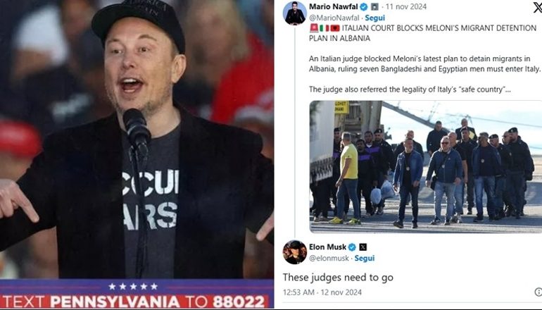 GJYKATA E ROMËS BLLOKON SËRISH DËRGIMIN E EMIGRANTËVE NË SHQIPËRI/ Elon Musk i del në krah Melonit: Ata duhet të ikin