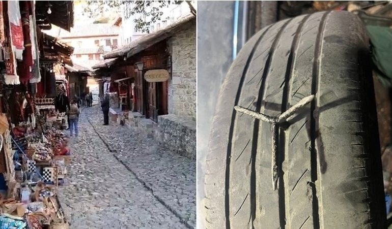 DETAJE NGA SHPËRTHIMI NË KRUJË/ Iu vu tritol një bankomati, grabitësit gjatë ikjes hodhën kunja në rrugë për shpimin e gomave…