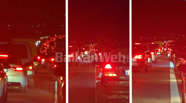 VIDEOLAJM/ Trafik i rënduar në autostradën Tiranë-Elbasan, radha e mjeteve 6 deri 7 km