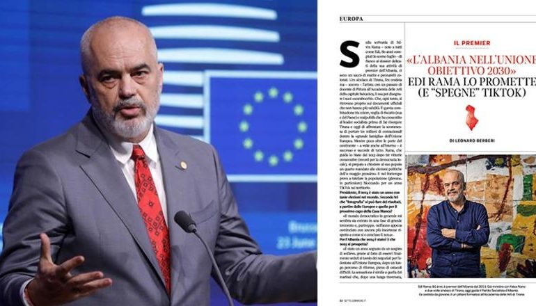 INTERVISTA/ Nga mbyllja e TikTok, tek integrimi në BE, Rama për Corriere della Sera: Shqipëria në 2030….