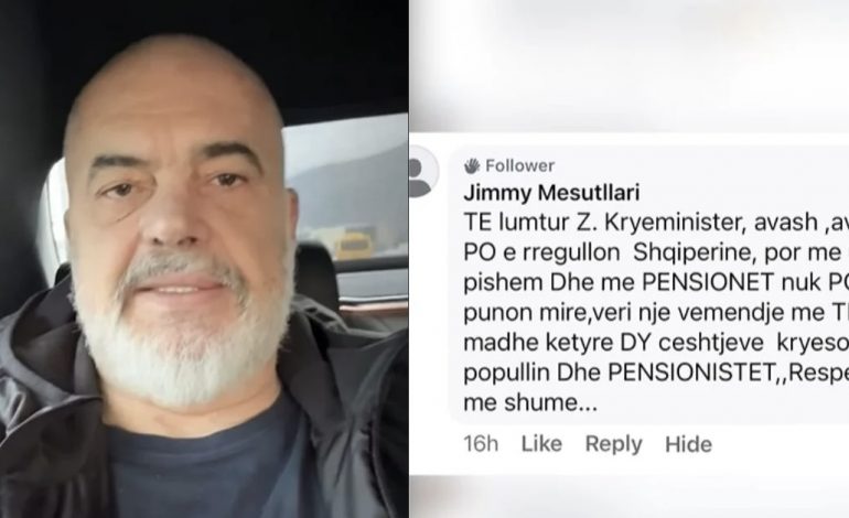 “S’PO PUNON MIRË ME PENSIONISTËT”/ Rama i përgjigjet qytetarit: Realizuam reformën e pensioneve, do japim dy bonuse në vit