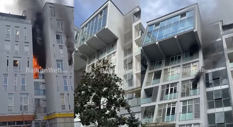 FLAKË DHE TYM/ Përfshihet nga zjarri një kompleks banimi te “Komuna e Parisit”, shkrumbohet apartamenti