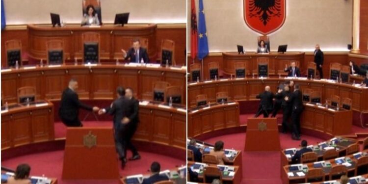 “PLAS” KEQ NË KUVEND/ Noka tenton të godasë Ballën me shishe, e ndalojnë gardistët! Ndërpritet seanca