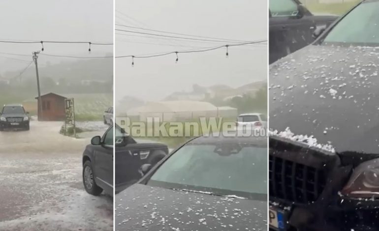 VIDEOLAJM/ Stuhia e fuqishme me breshër godet fshatrat e Elbasanit, dëme të mëdha në bujqësi dhe pemëtari
