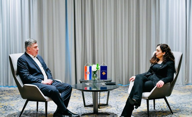 “KROACIA MBETET ALEATE E ÇMUAR E KOSOVËS”/ Vjosa Osmani takon presidentin Milanoviç: Raporti ynë i bazuar në besim