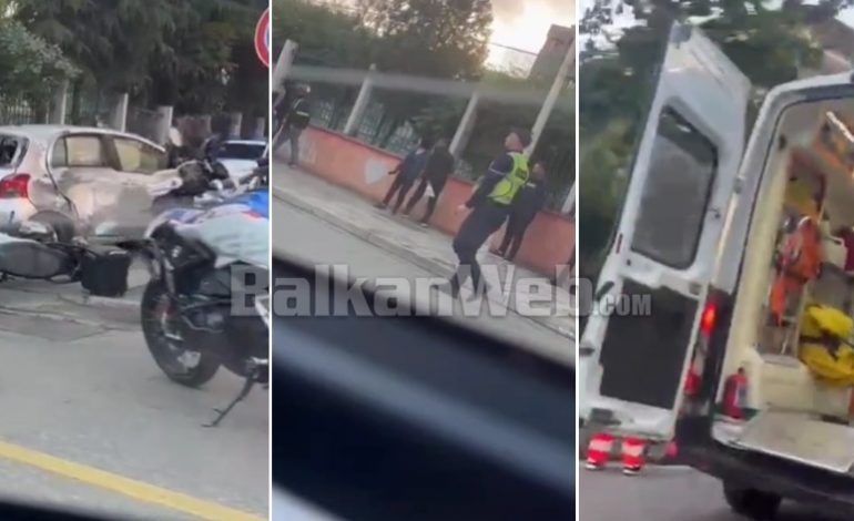 AKSIDENT NË TIRANË/ Makina i pret rrugën motorit, plagoset rëndë motoçiklisti