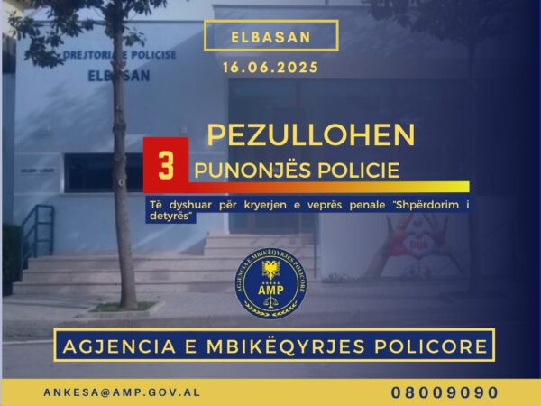 AKUZOHEN PËR SHPËRDORIM DETYRE/ AMP pezullon 3 punonjës policie në Elbasan