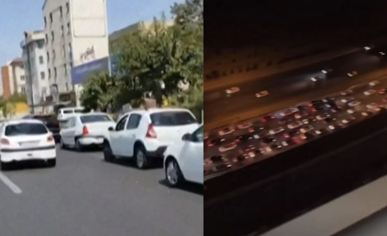 “JEMI TË TMERRUAR…”/ Radhë të gjata trafiku, mijëra njerëz largohen nga Teherani teksa sulmet vijojnë