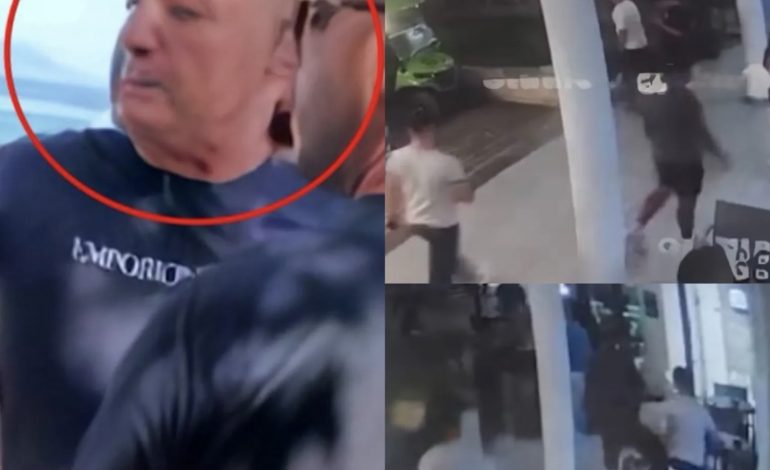 PUBLIKOHEN PAMJET/ Momenti kur pronarri rreh ish-policin për të mbrojtur kamarierin
