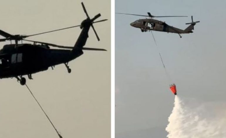 FLAKËT NË PATOS DHE MALLAKASËR/ Helikopteri i Forcave të Armatosura ndërhyn për shuarjen e zjarreve