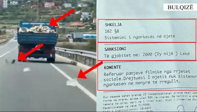 MBETURINAT BININ NË RRUGË/ Policia gjobit makinën e Bashkisë Bulqizë: Nuk kishte sistemuar ngarkesë