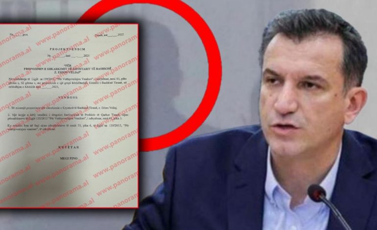 SHKARKIMI I ERION VELIAJT/ Zbulohet projekt-vendimi që pritet të miratojë Këshilli Bashkiak i Tiranës