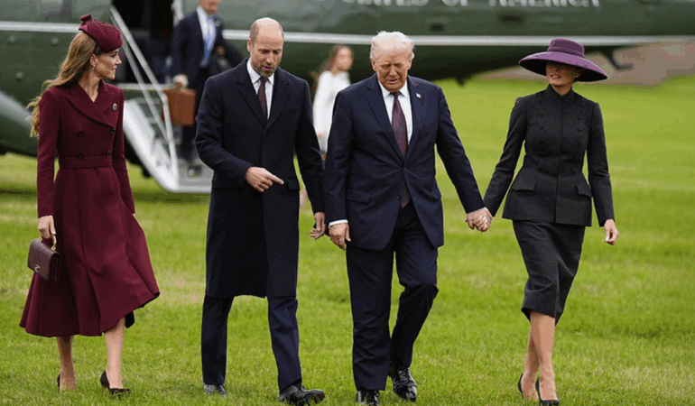 PAMJET/ Trump i shoqëruar nga Melania shkojnë me helikopter në takimin me Mbretin Charles III