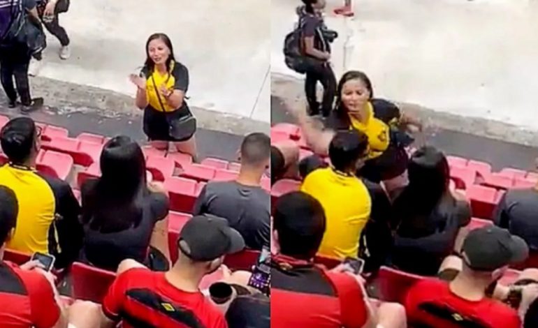 VIDEOLAJM/ Zbulon BURRIN me të DASHURËN në stadium, gruaja e tradhtuar godet…