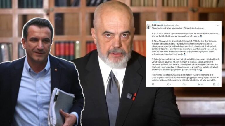 KUSHTETUESJA RIKTHEU NË DETYRË VELIAJN/ Reagon Rama: Të zgjidhet ngërçi. Mbajtja në paraburgim është në dëm të Tiranës
