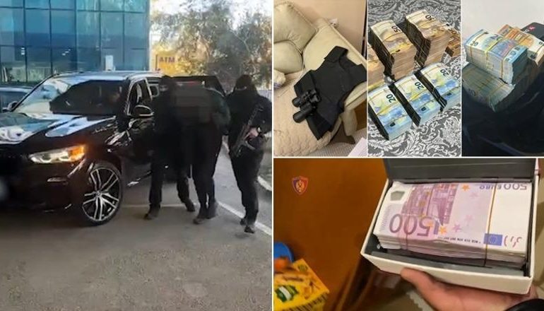 GOITJA E GRUPEVE KRIMINALE/ Dalin pamjet e operacionit! ‘Tufa eurosh’, armë, celularë e jelek antiplumb
