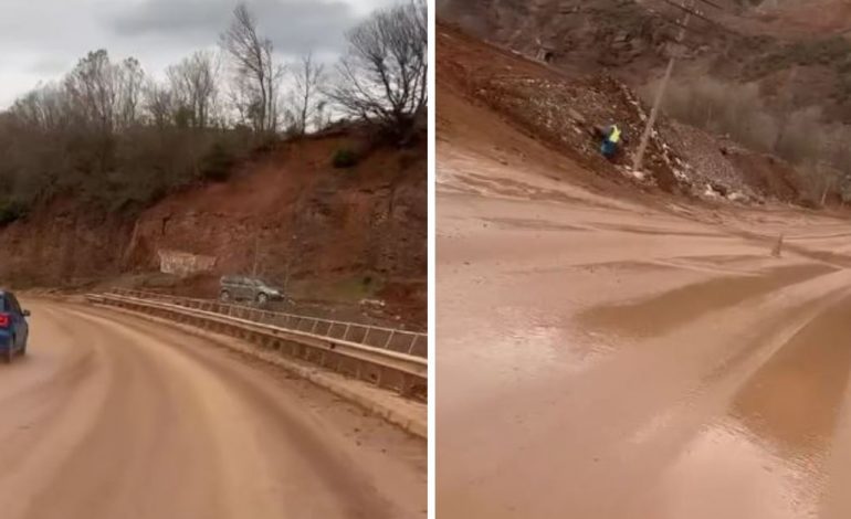 PAMJET/ Rruga nacionale Librazhd-Prrenjas mbulohet nga balta dhe inertet. Rrezik për drejtuesit
