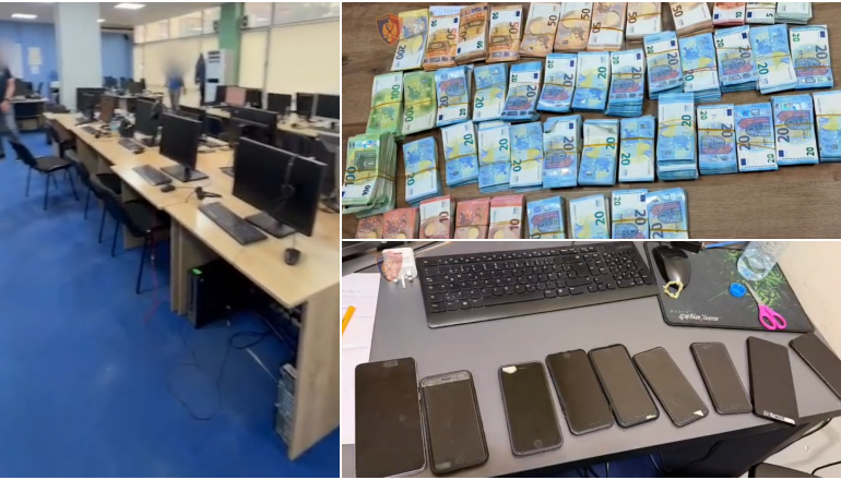 GODITJA E CALL CENTER-ave NË TIRANË/ Policia njoftim zyrtar: Në pranga 7 persona, u sekuestruan rreth 900 mijë euro dhe qindra pajisje