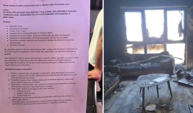 ZJARRI PRANË PALLATIT TË QSUT/ Banorët e prekur nënshkruajnë një peticion me 10 kërkesa urgjente