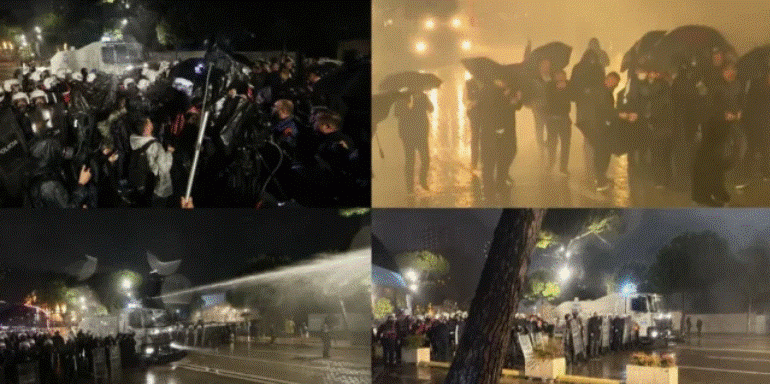 PROTESTA E PD/ Qytetarët sulmojnë me molotovë, përplasen edhe fizikisht me efektivët! Policia kundërpërgjigjet me ujë edhe ndaj Berishës