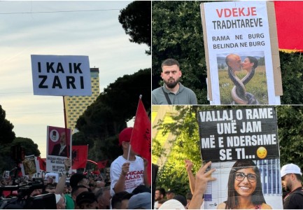 DITA E 15 E PROTESTËS/ Pankartat ironike të qytetarëve: Rama n’burg, Belinda n’burg! Vdekje tradhtarëve