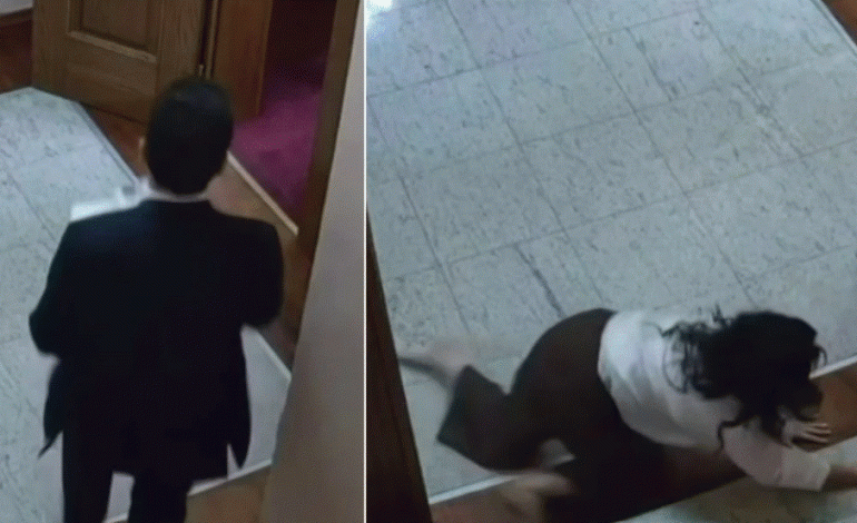 VIDEOLAJM/ Shehaj vrapon të largohet me dokumentin nga Kuvendi, punonjësja rrëzohet në shkallë