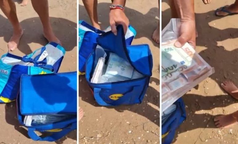 SKENA FILMI NË PLAZHIN E SIÇILISË/ Çanta me 700,000 euro del në breg, pushuesit mbushin xhepat