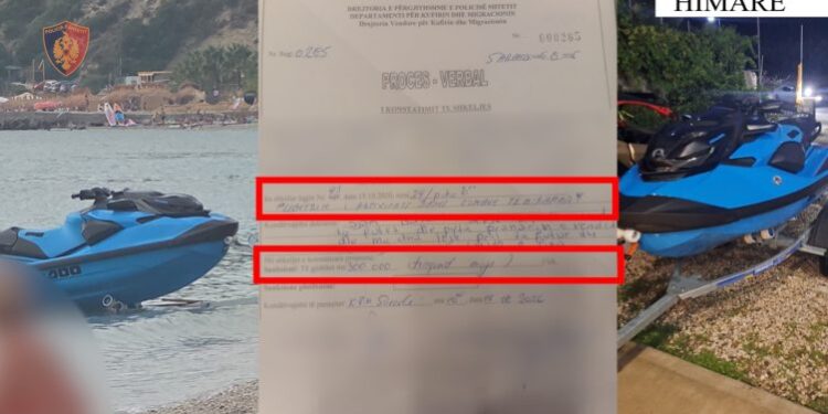HYRI ME JET SKI NË ZONËN E SIGURISË/ Policia bllokon mjetin dhe gjobit drejtuesin